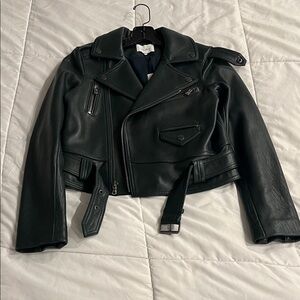 NWT Parker Dark Hunter Green Leather Women's Jacket Size XS